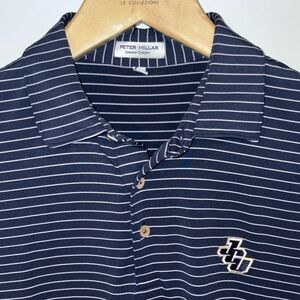 Peter Millar Dark Blue Striped Summer Comfort Polo